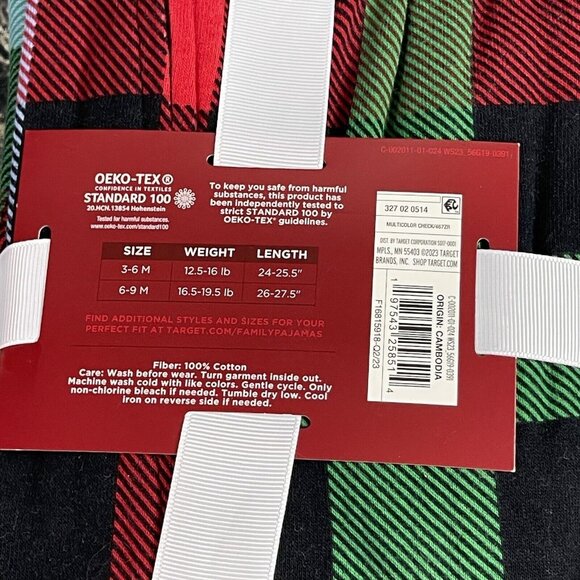 Wondershop Baby 3-6 Months 1 Piece Zip Family Sleep Black Red Green Plaid - Picture 6 of 8